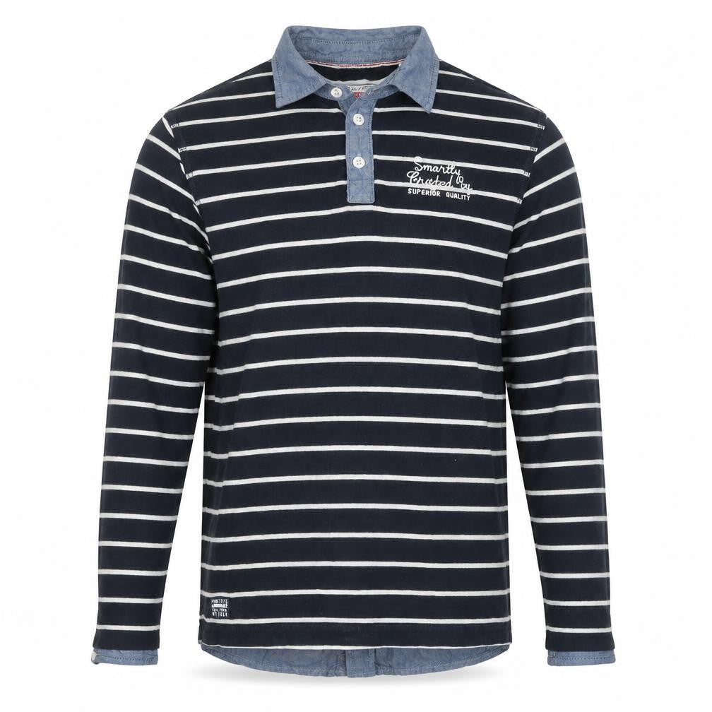 Here & There Vintage Co Navy Striped Long Sleeve Shirt Mens Size L