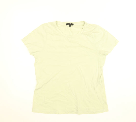 7 For All Mankind Women's Green Cotton Crew Neck Short Sleeve T-Shirt Size S