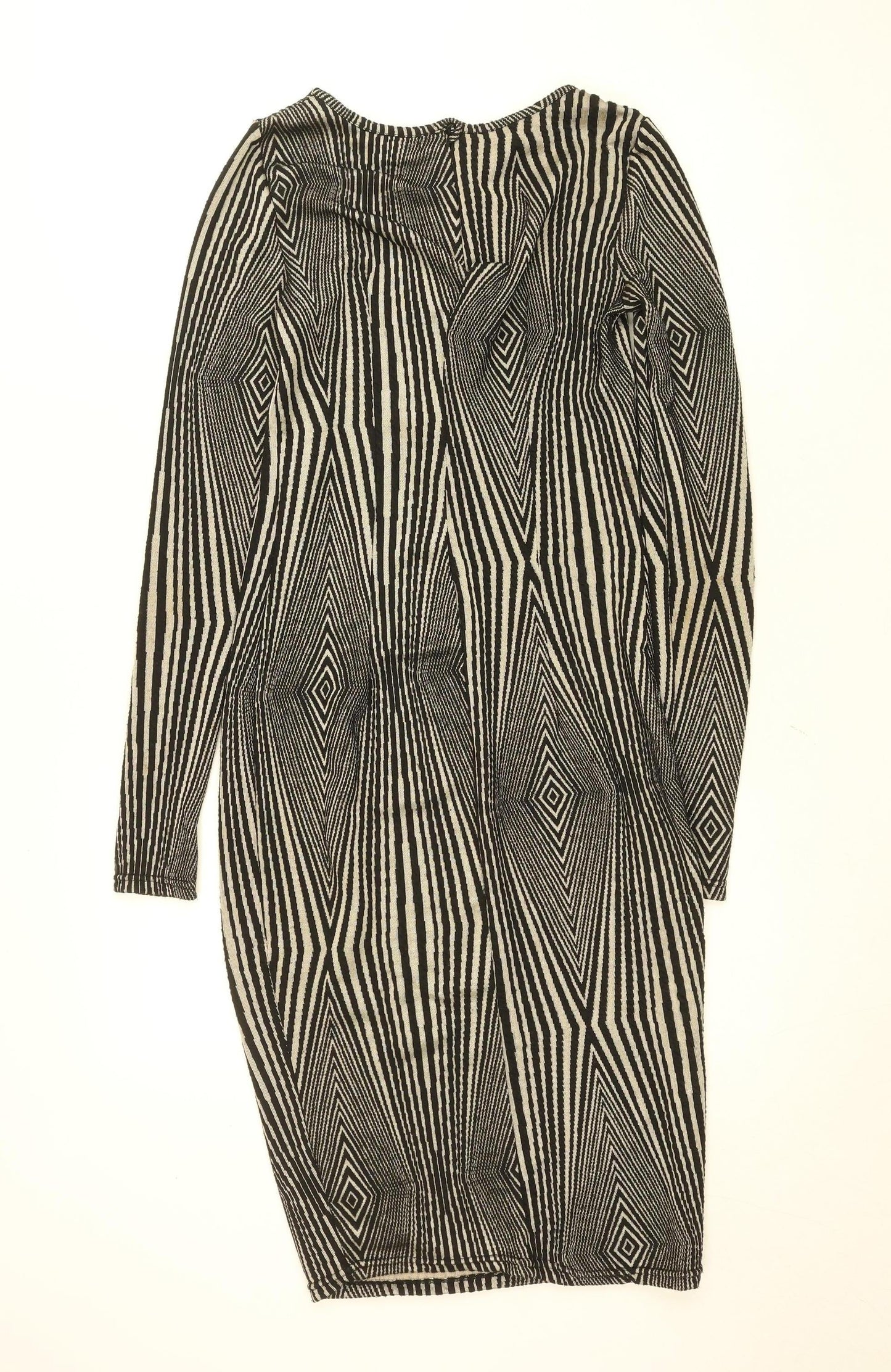 River Island Women’s Black Geometric Bodycon Knit Dress Size 8