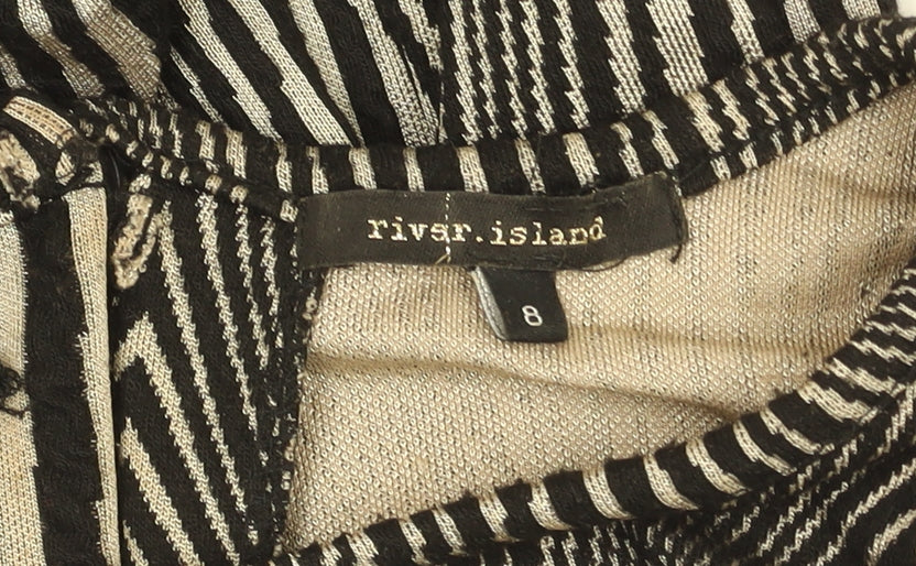 River Island Women’s Black Geometric Bodycon Knit Dress Size 8