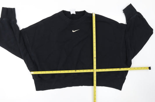 Nike Women's Black Cotton Blend Crew Neck Pullover Sweatshirt L