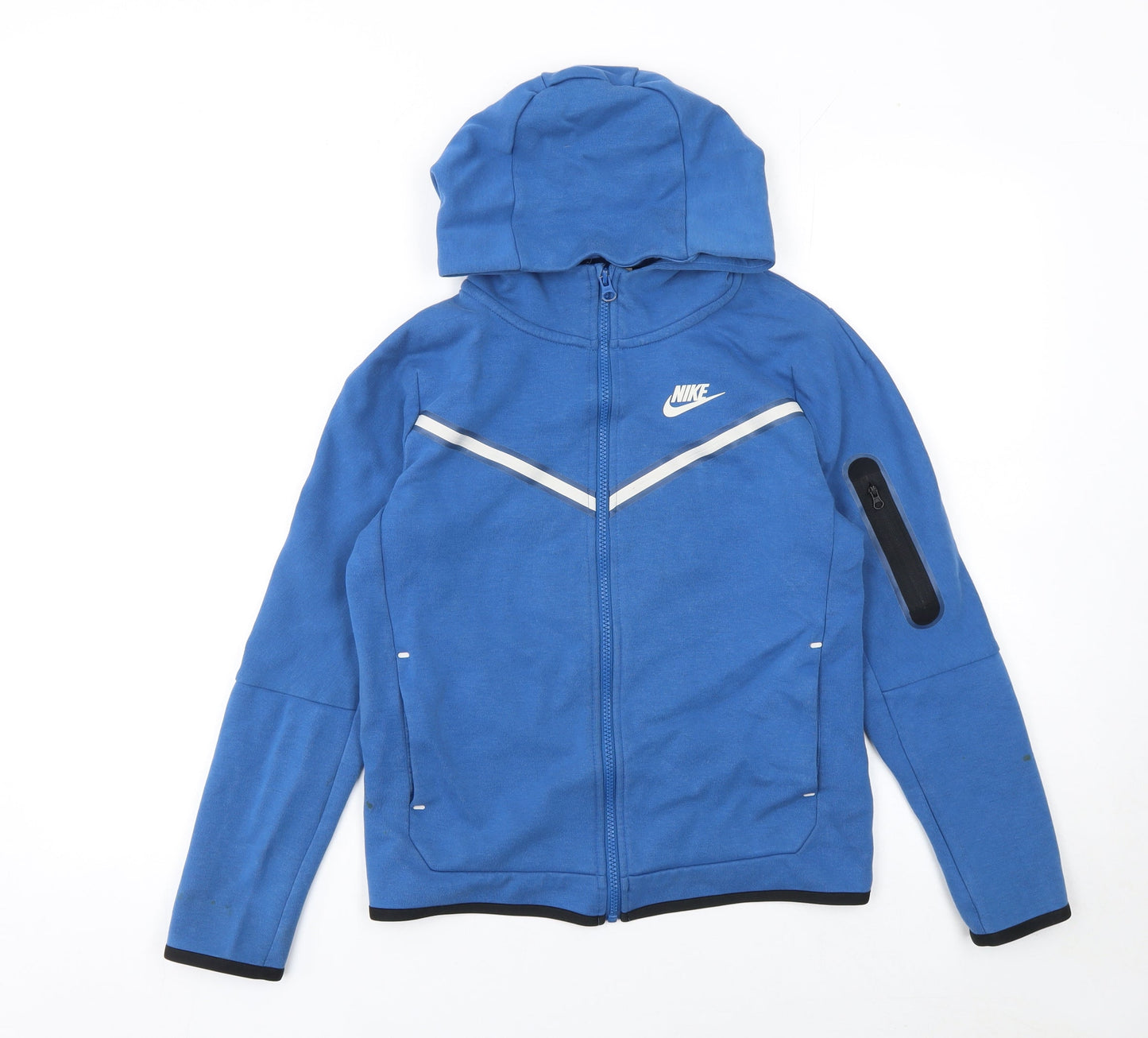 Nike Boys Blue Full Zip Hoodie L 147-158cm Reflective Trim Sportswear