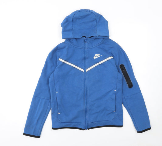 Nike Boys Blue Full Zip Hoodie L 147-158cm Reflective Trim Sportswear
