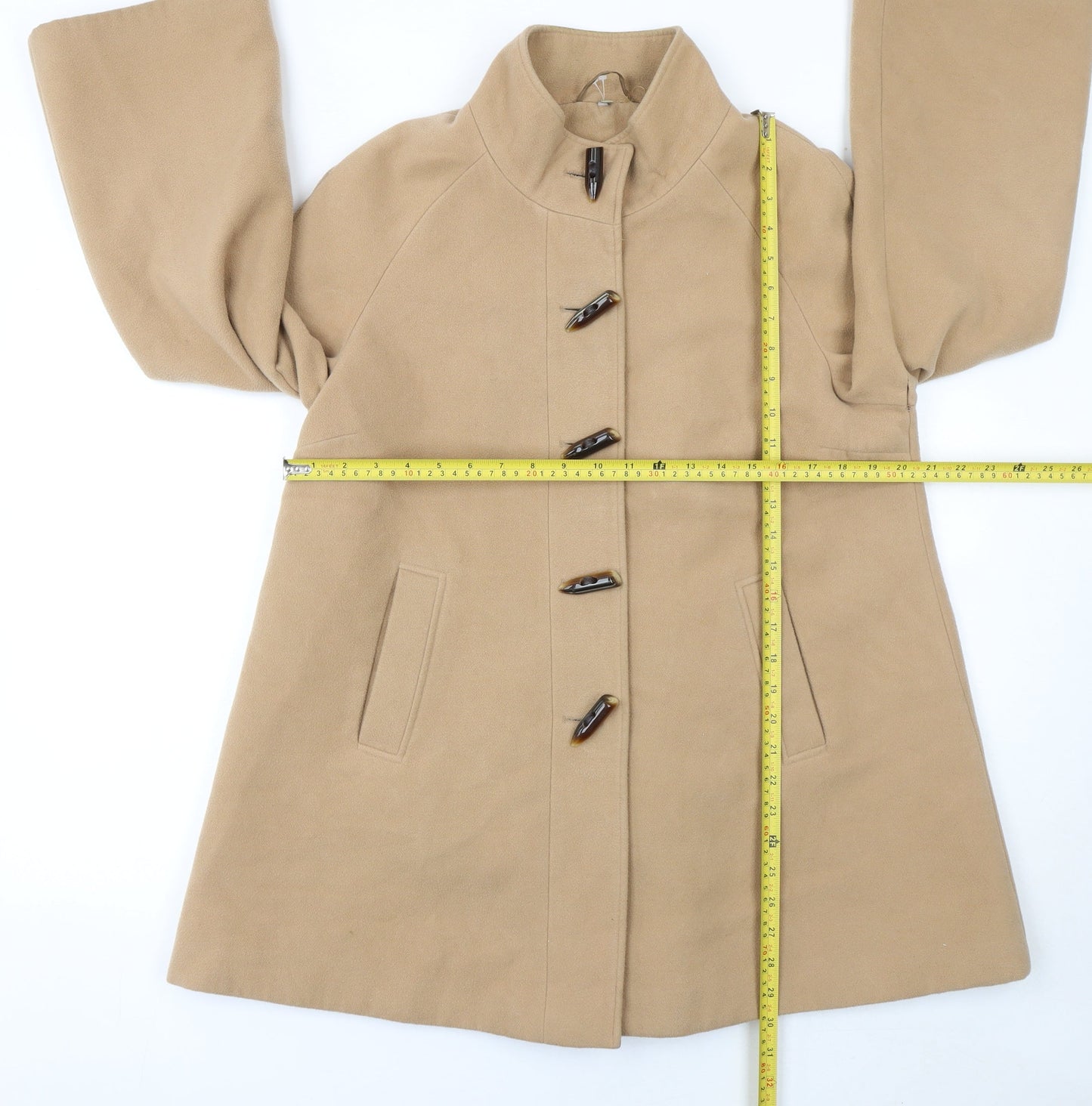 Isle Womens Beige Mid-Length Classic Overcoat Size 12