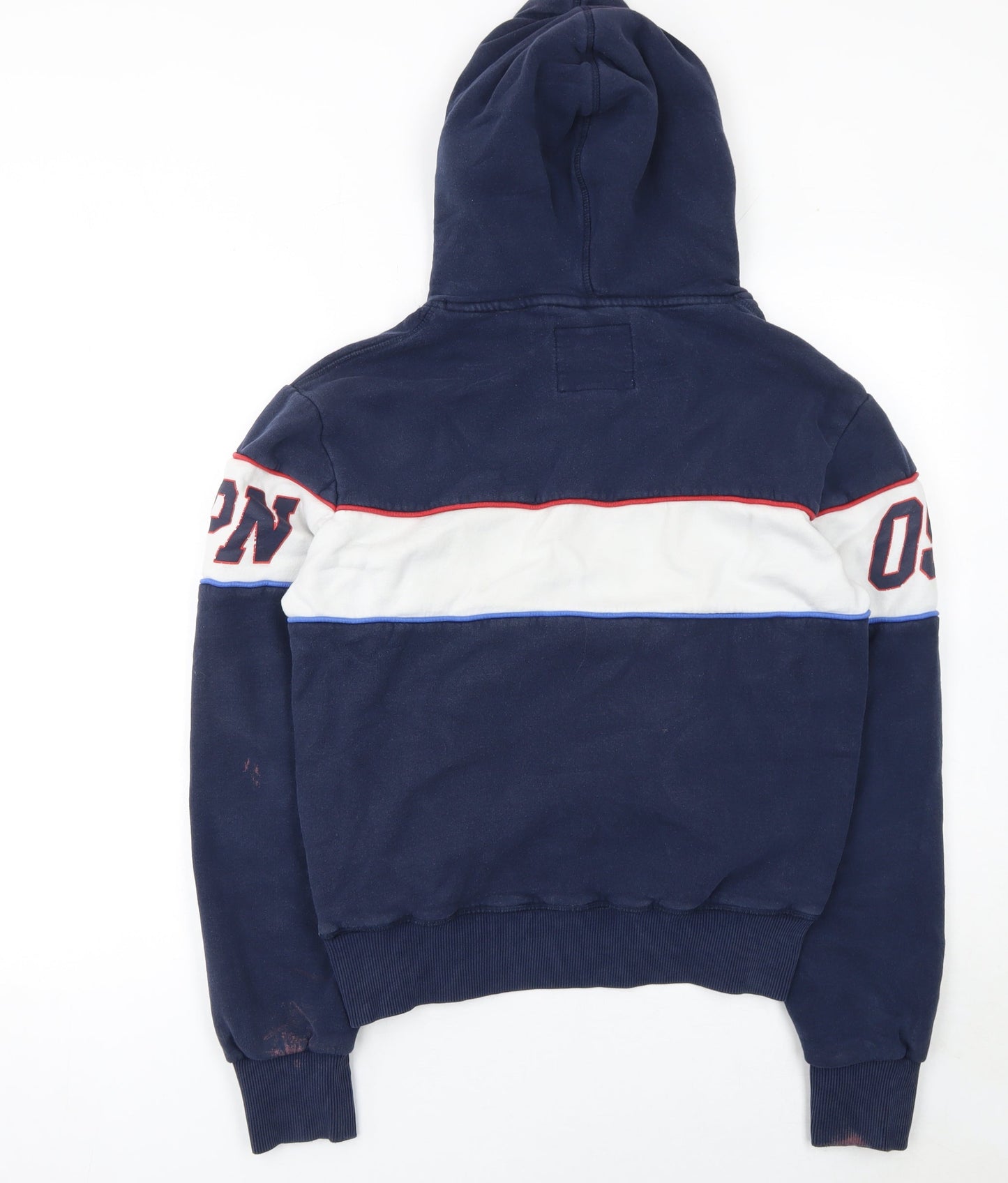 Superdry Women Navy Pullover Hoodie Medium Sports Logo Cotton Blend