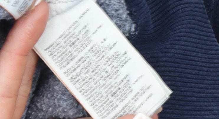 Superdry Women Navy Pullover Hoodie Medium Sports Logo Cotton Blend