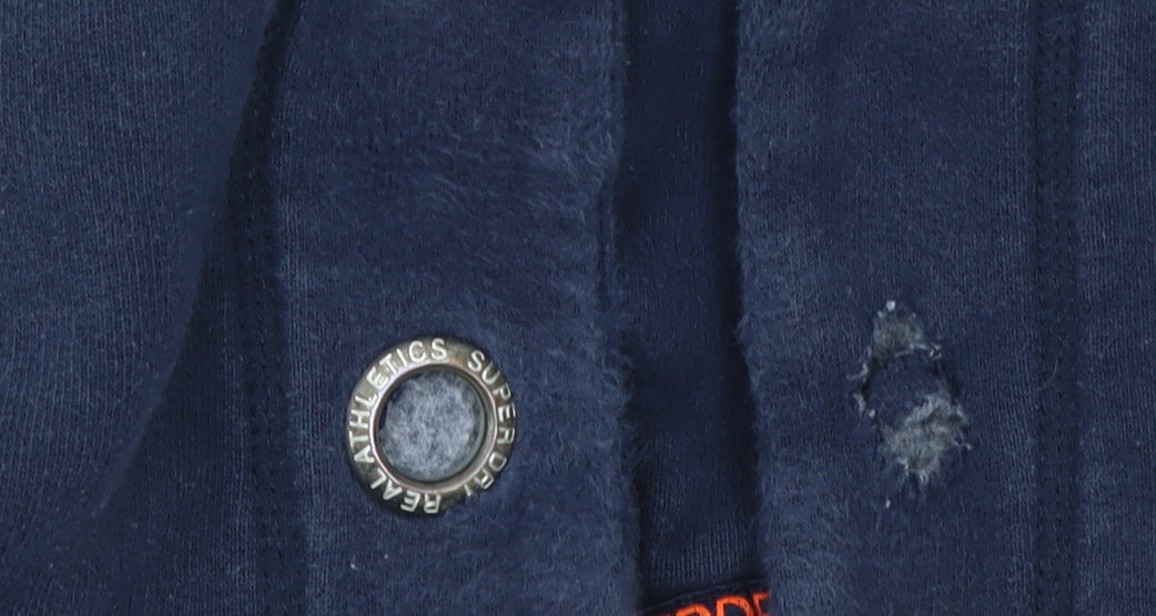 Superdry Women Navy Pullover Hoodie Medium Sports Logo Cotton Blend