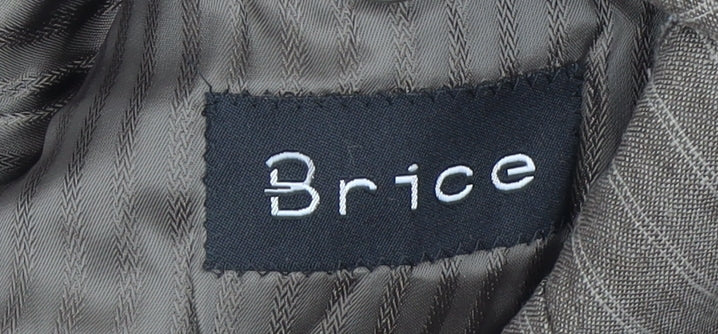 Brice Men Brown Striped Linen Regular Fit Blazer Size 56