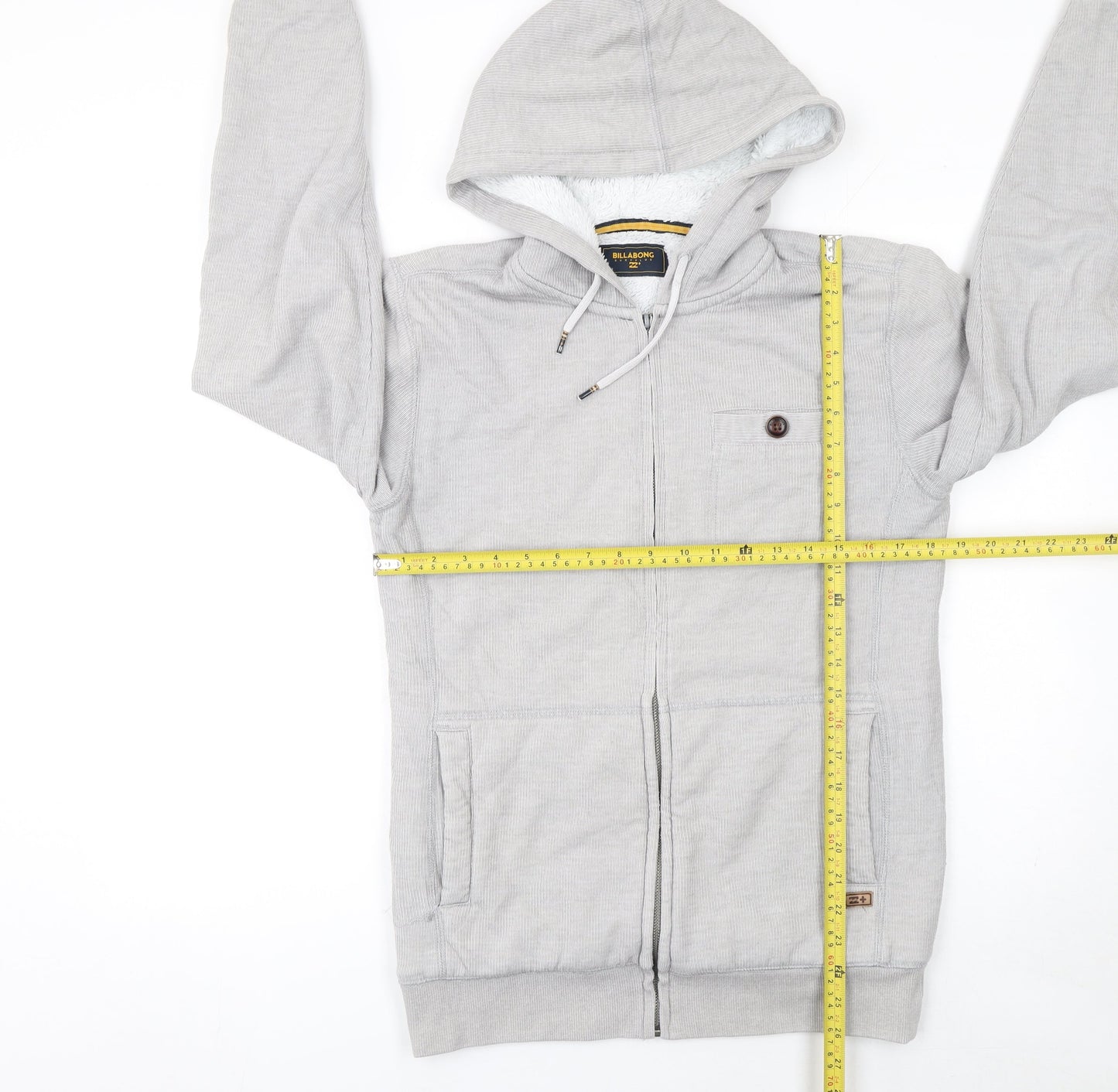 Mens UK S Regular Billabong Grey Full Zip Hoodie