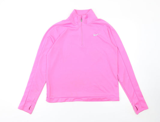 Nike Women Pink Dri-FIT 1/2 Zip Running Sweatshirt Size M