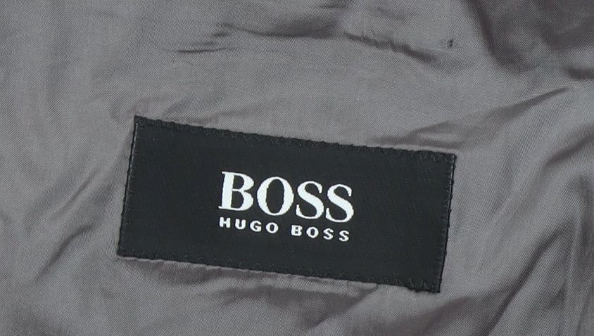 Hugo Boss Men's Grey Wool Blazer Jacket 40R Classic Notch Lapel