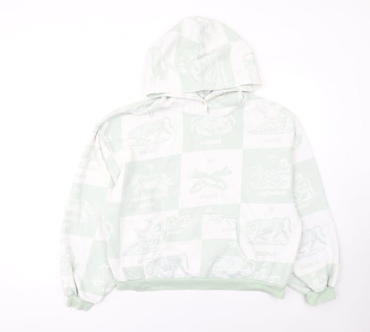 From Under Women's Mint Green Zodiac Print Hooded Pullover Sweatshirt Size S