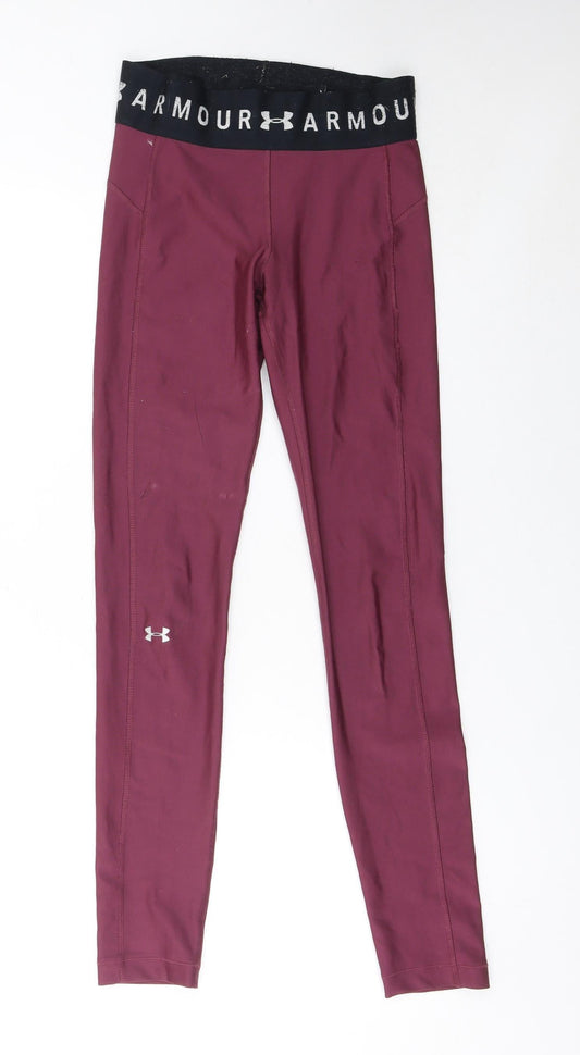 Under Armour Womens Purple Compression Leggings Small HeatGear