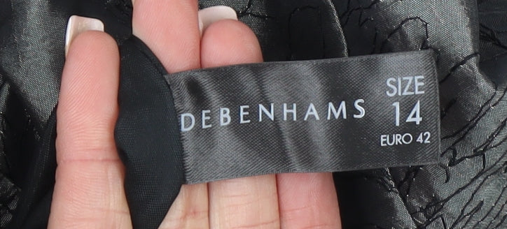 Debenhams Women Grey Floral Strapless A-Line Dress Size 14