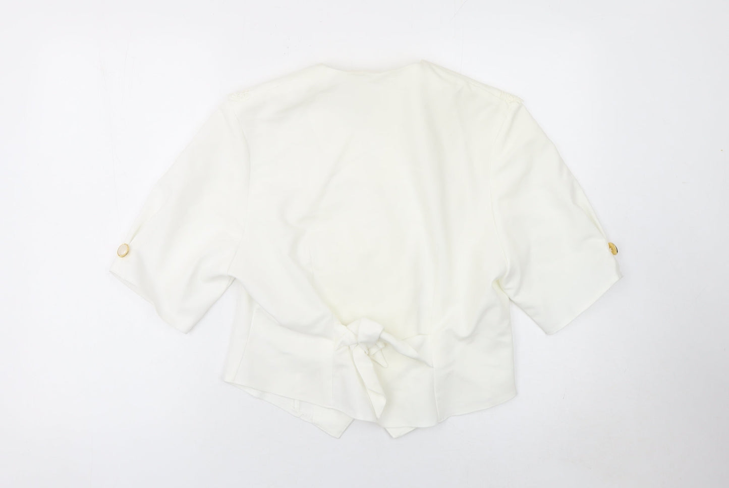 Amanda Blake Women's Ivory Double-Breasted Lace Trim Blazer UK 12