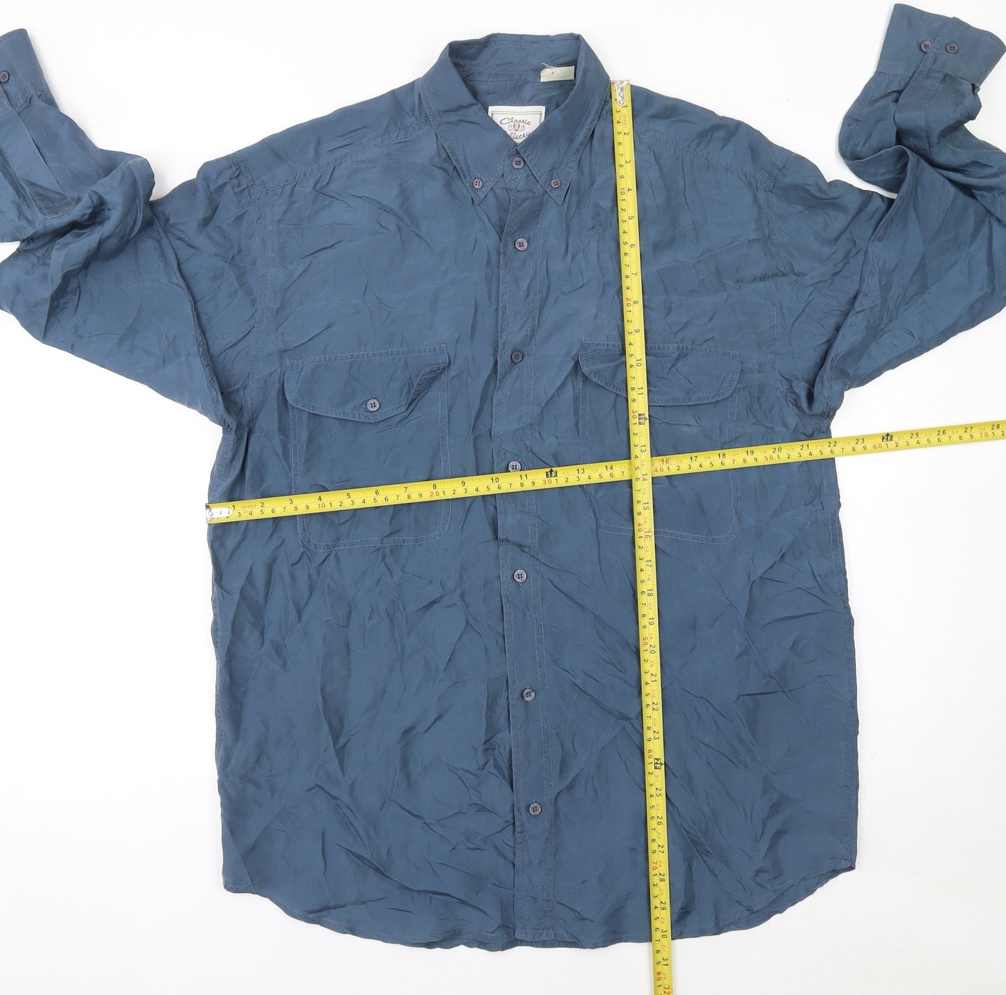 Classic Collection Women’s Blue Cotton Button-Up Shirt Size 12