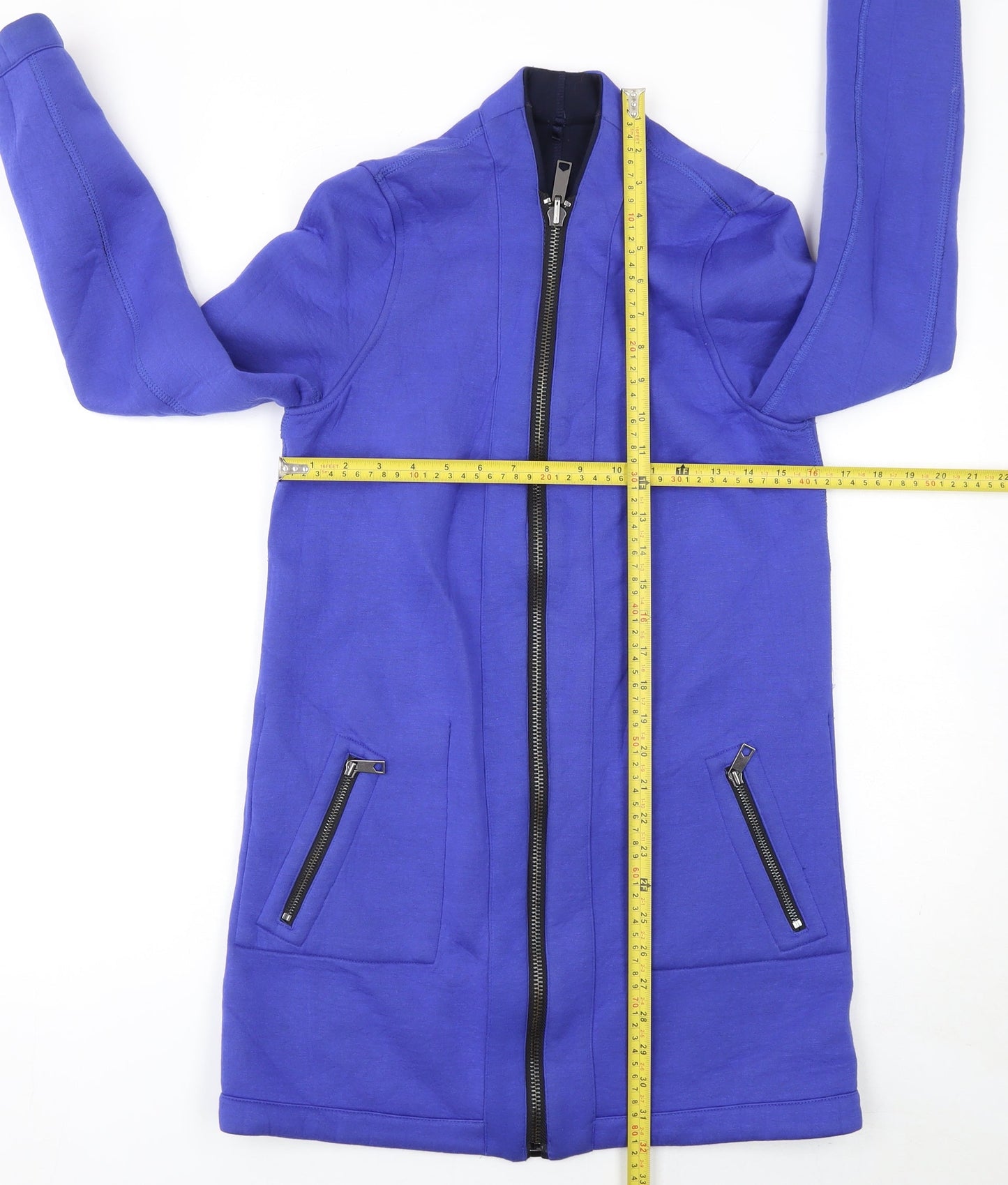 Next Women's Blue Long Coatigan Size 6 Viscose Zip Jacket