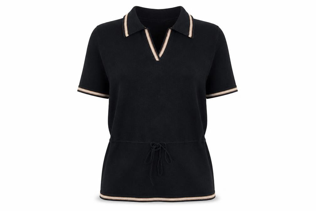 Country Casuals Women’s Black Collared Henley Knit Jumper L