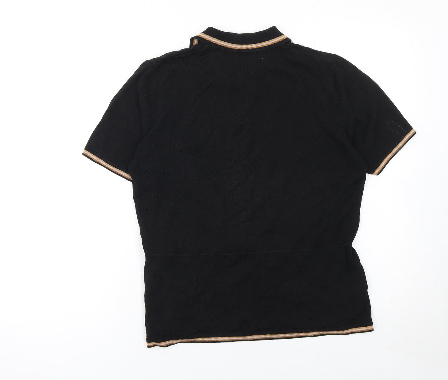 Country Casuals Women’s Black Collared Henley Knit Jumper L