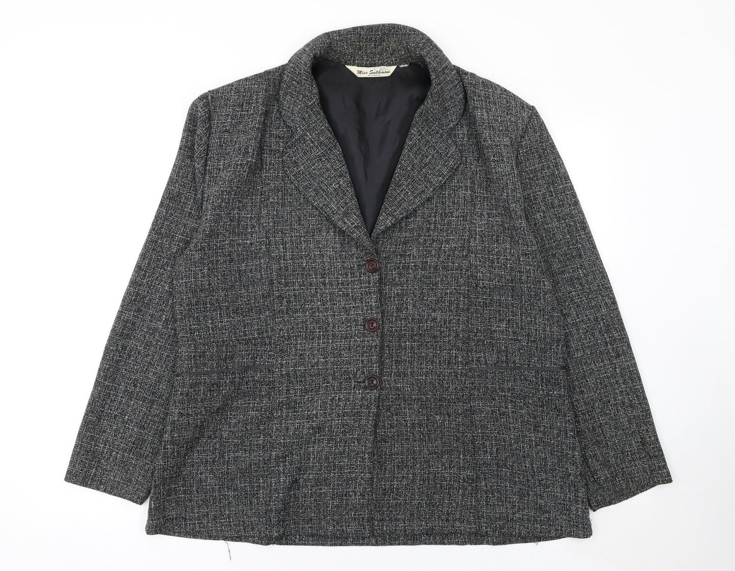 Miss Sukhmani of London Women's Grey Size 16 Classic Tweed Suit Jacket