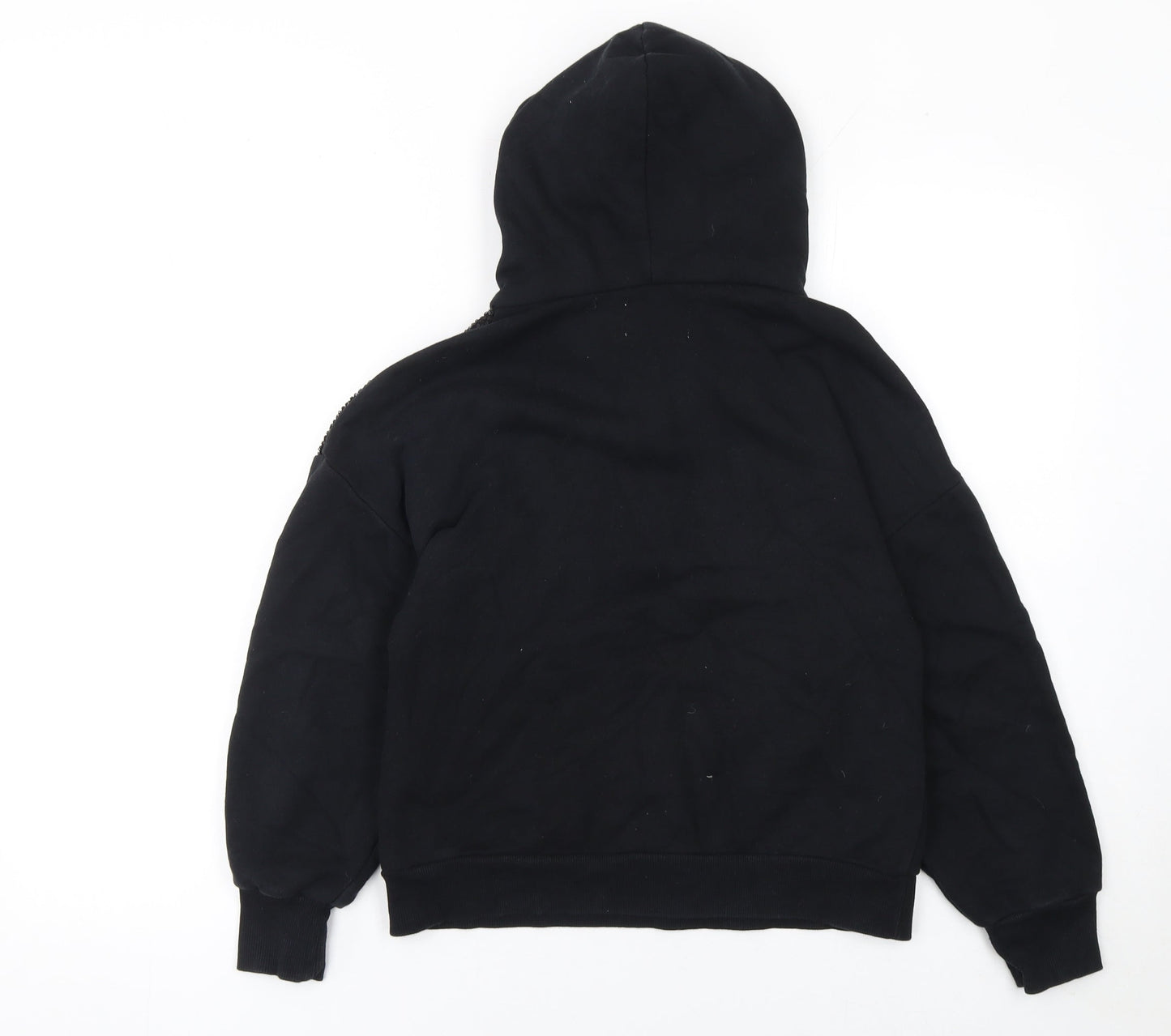 ZARA Girls Black Sequin Pullover Hoodie 7 Years Cotton Blend