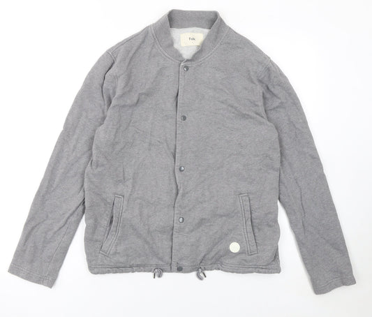 Folk Womens Grey Basic Jacket Size 10 Cotton Snap Sportswear