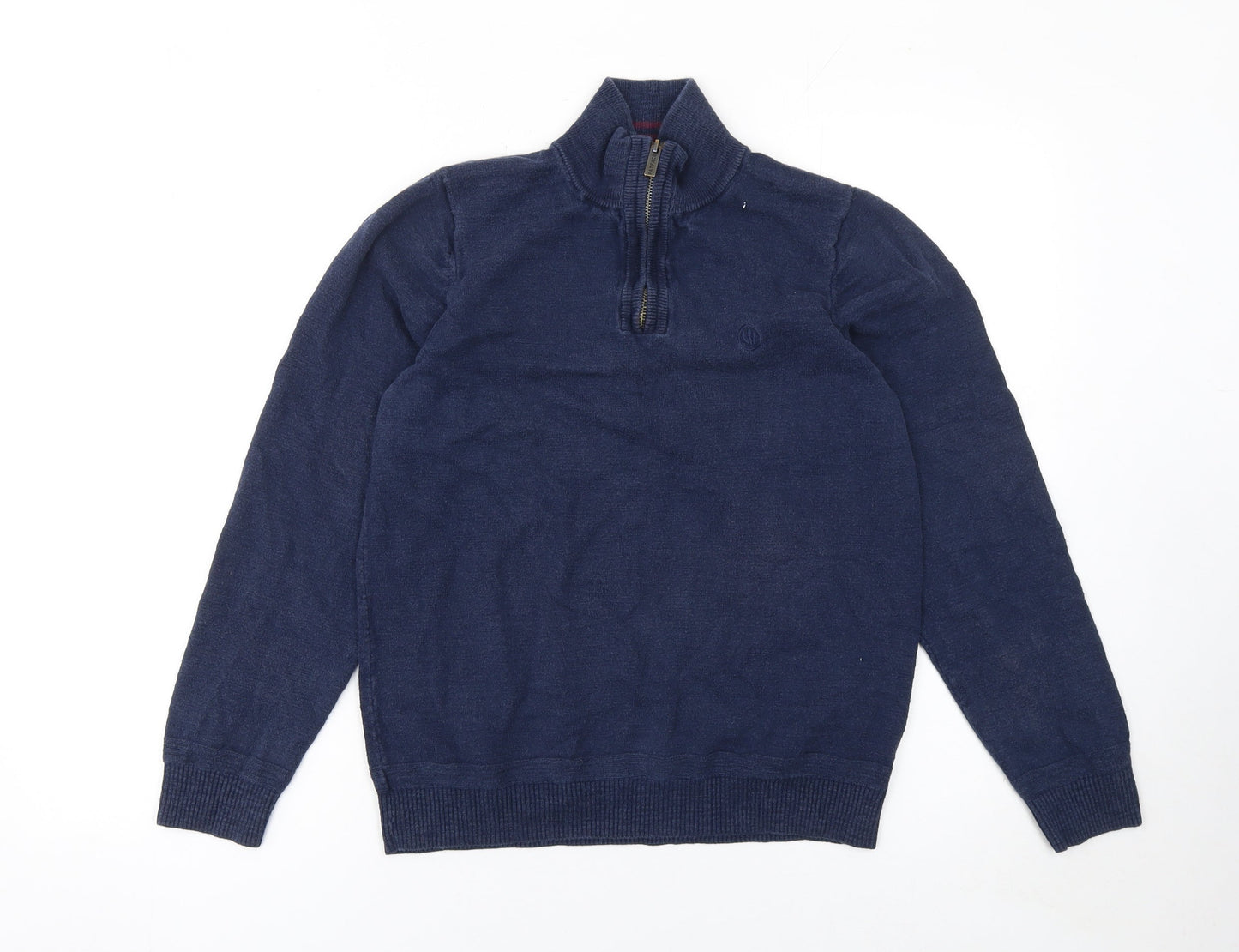 Womens UK S Regular Fat Face Blue Half Zip Tight-Knit