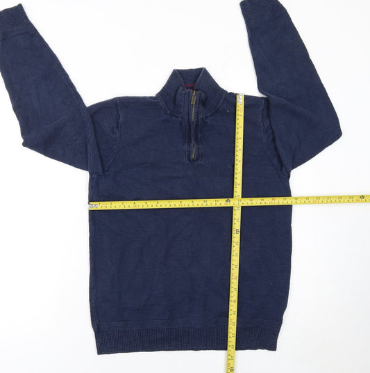 Womens UK S Regular Fat Face Blue Half Zip Tight-Knit