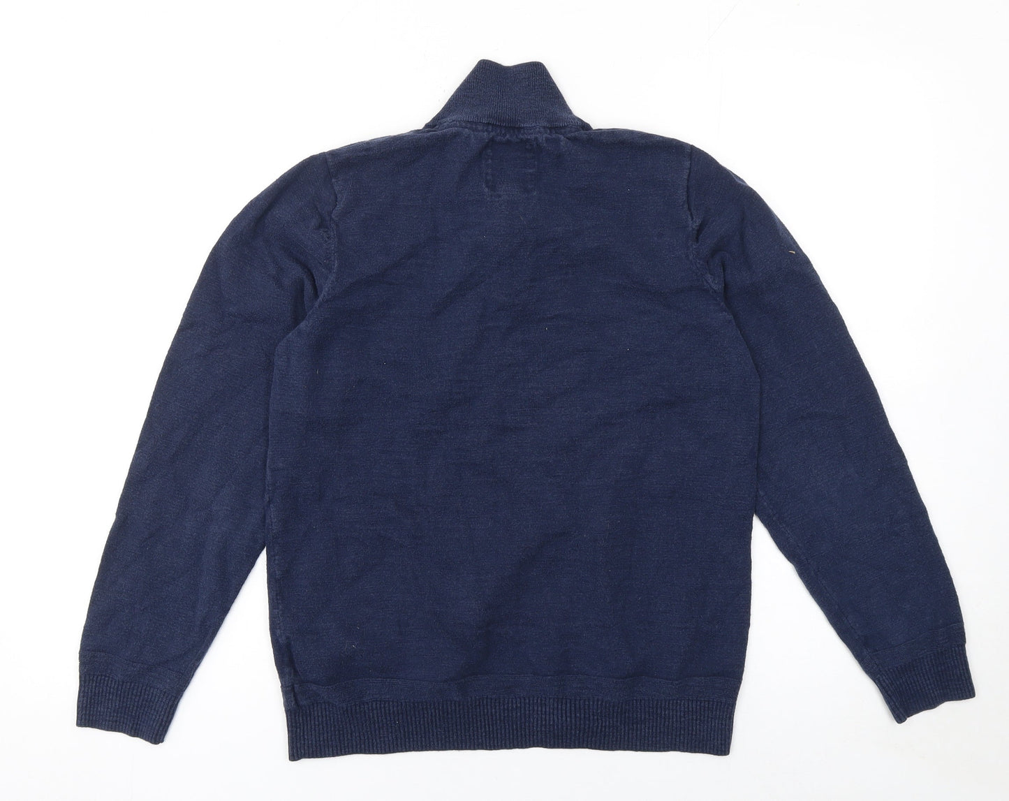 Womens UK S Regular Fat Face Blue Half Zip Tight-Knit