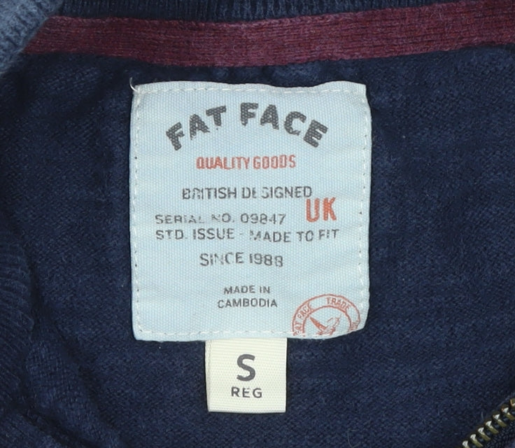 Womens UK S Regular Fat Face Blue Half Zip Tight-Knit