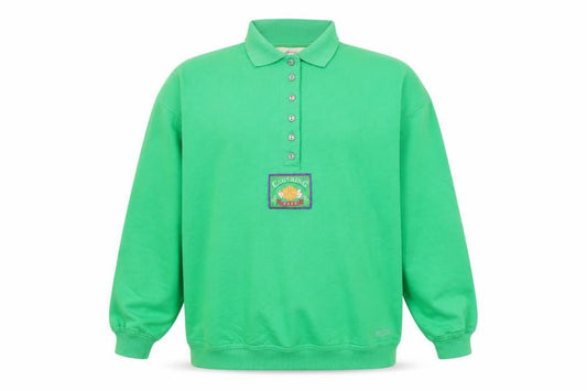 Dash Men's Green Long Sleeve Polo Shirt Size S Cotton Blend