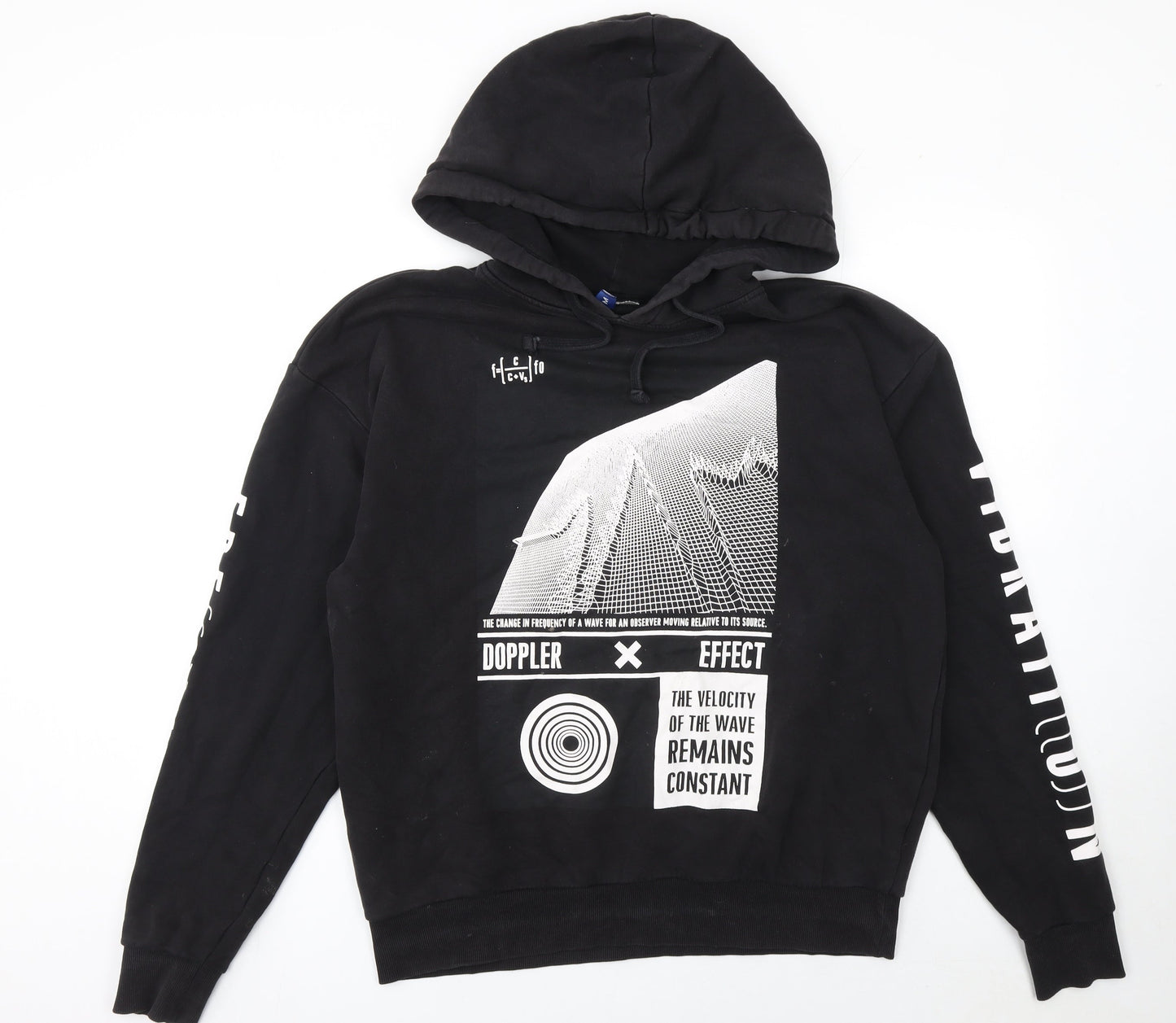 H&M Men's Black Graphic Print Pullover Hoodie Size M