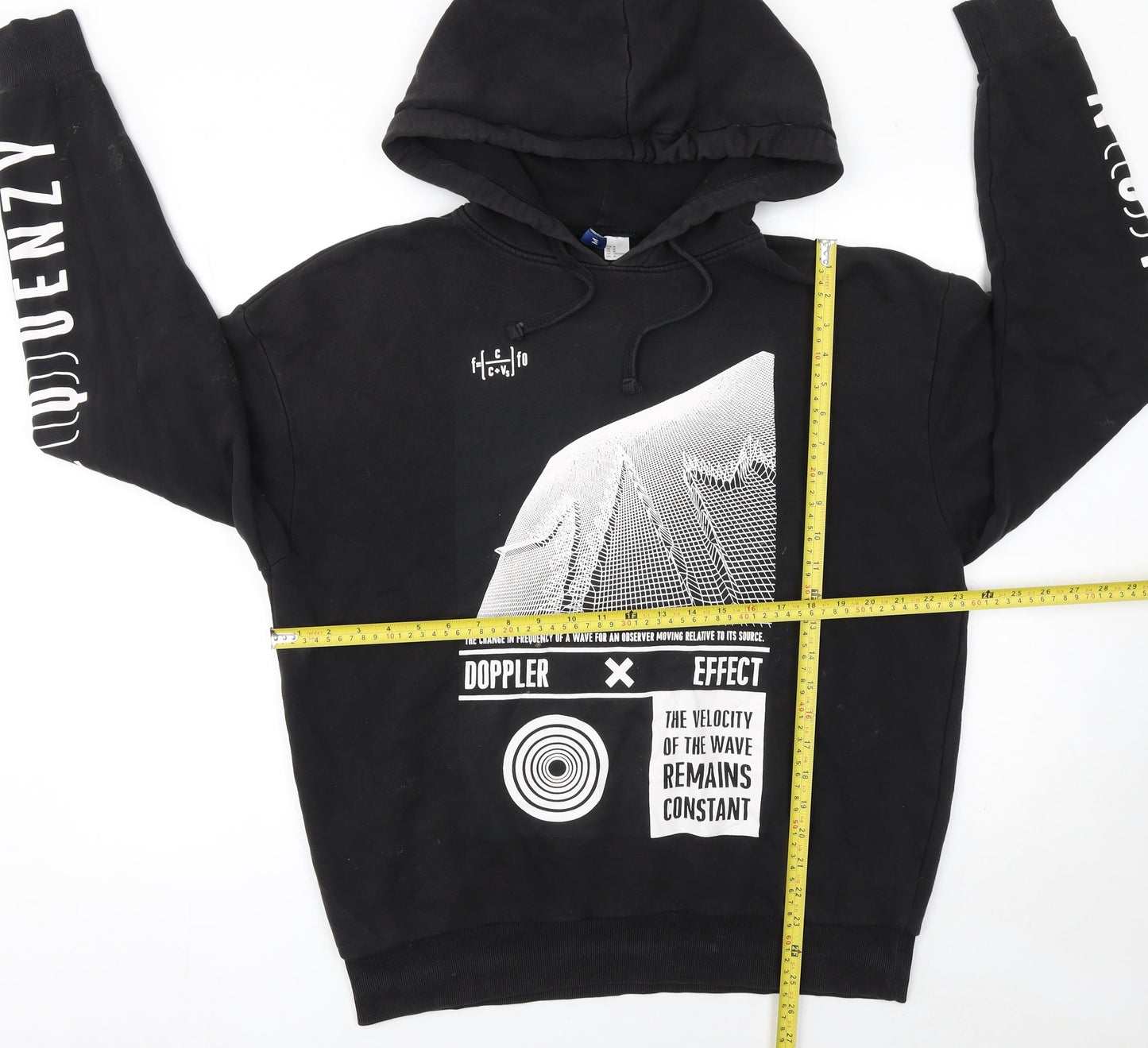 H&M Men's Black Graphic Print Pullover Hoodie Size M