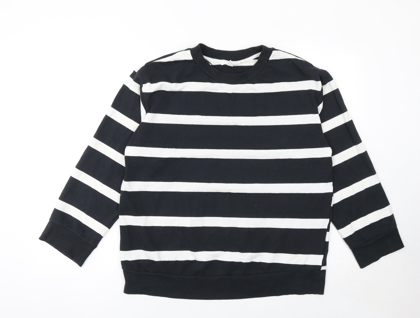 H&M MAMA Women's Black White Striped Pullover Sweatshirt Size S