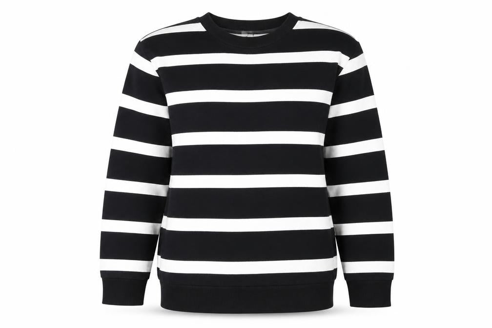 H&M MAMA Women's Black White Striped Pullover Sweatshirt Size S