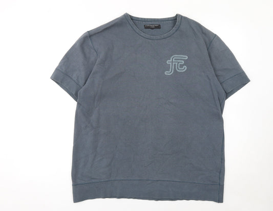 French Connection Men's Blue Cotton Short Sleeve Crew Neck T-Shirt M