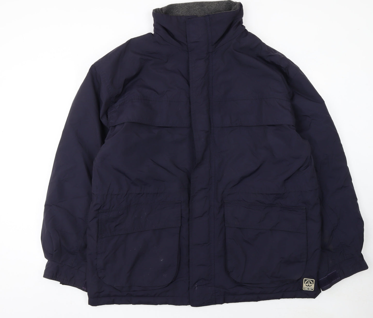 BHS Mens Blue Nylon Parka Jacket M Hooded Lined Winter Coat