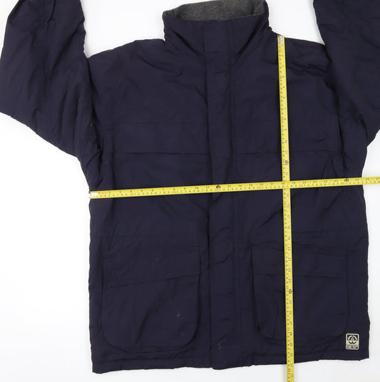 BHS Mens Blue Nylon Parka Jacket M Hooded Lined Winter Coat