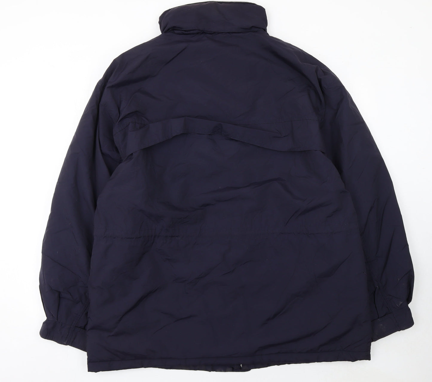 BHS Mens Blue Nylon Parka Jacket M Hooded Lined Winter Coat
