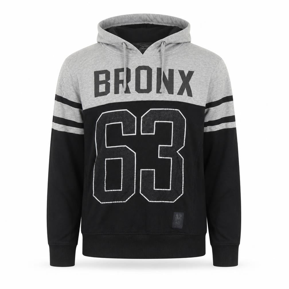 Crosshatch Men's Grey Black Pullover Hoodie Medium Bronx 63 Graphic