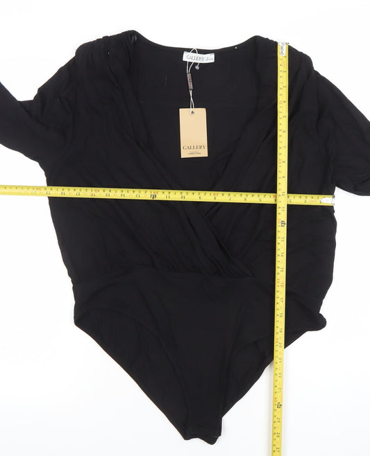 Gallery Black Long Sleeve V-Neck Bodysuit Women’s Size L