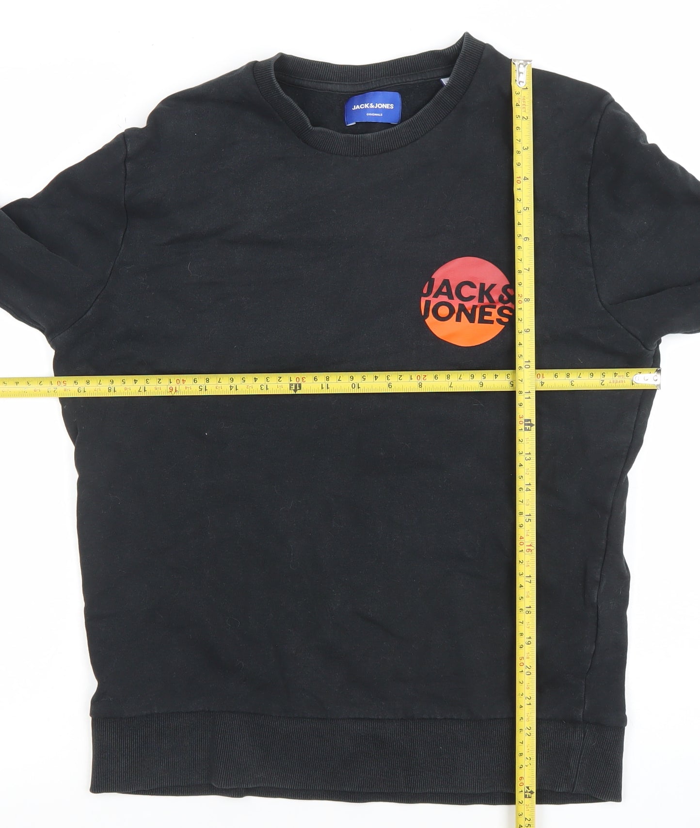 Mens UK S Regular JACK & JONES Black Pullover Sweatshirt