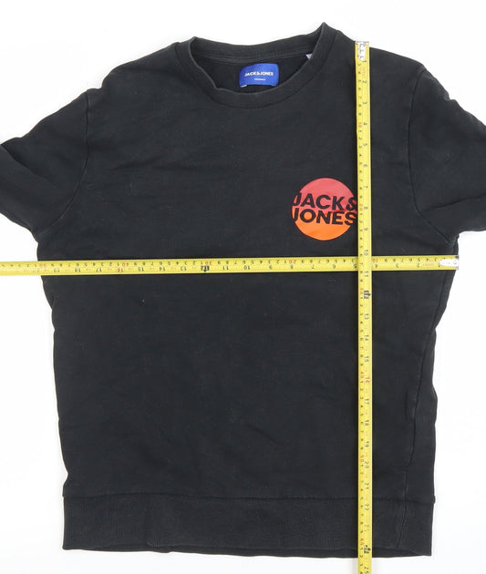 Mens UK S Regular JACK & JONES Black Pullover Sweatshirt