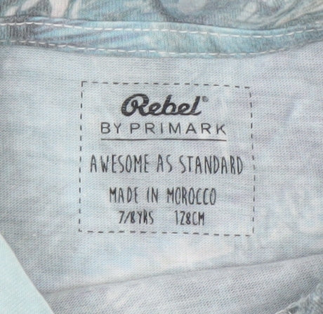 Rebel by Primark Boys Blue Soul Surfer Palm Print T-Shirt 7-8 Years