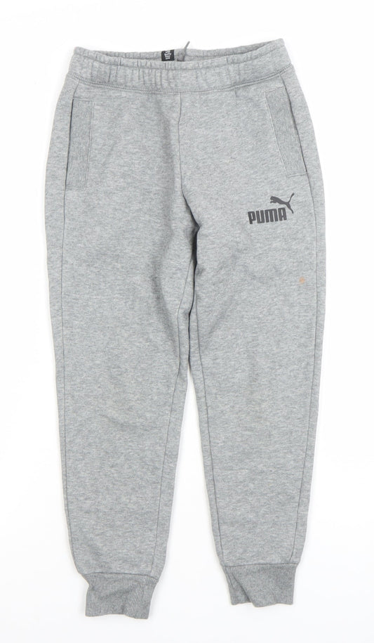 Puma Boys Grey Jogger Sweatpants 7-8 Years Regular Fit Fleece Activewear