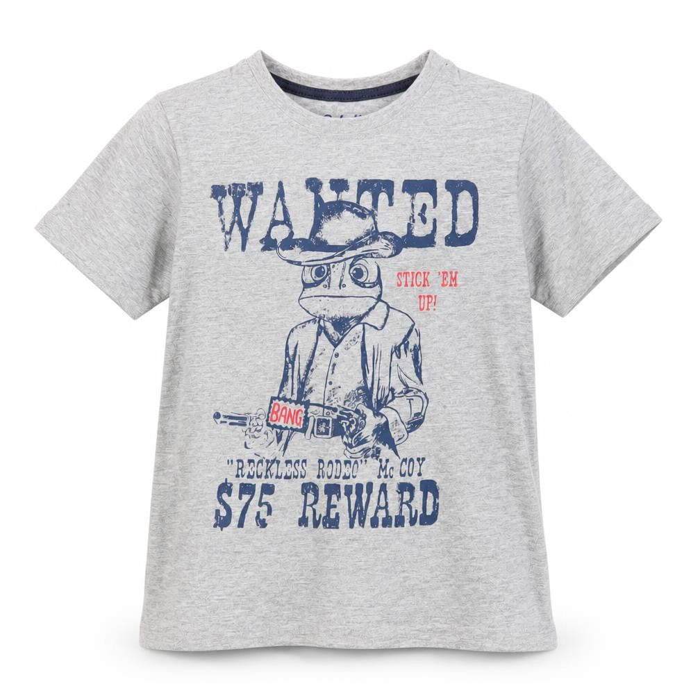 Rebel by Primark Boys Grey Cowboy Graphic T-Shirt 6-7 Years Short Sleeve