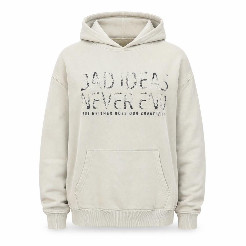 Pull & Bear Women Beige Pullover Hoodie L Graphic Cotton Blend