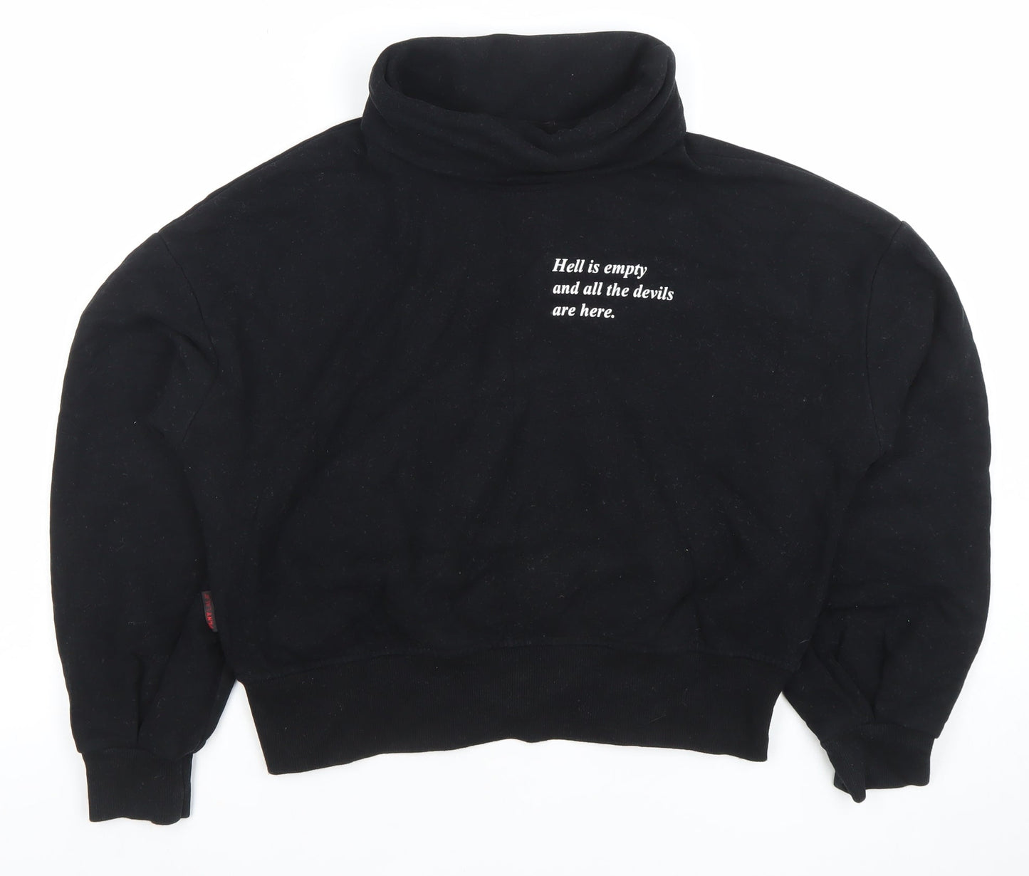 PLNY LALA Womens Black XS Pullover Sweatshirt with Quote Print