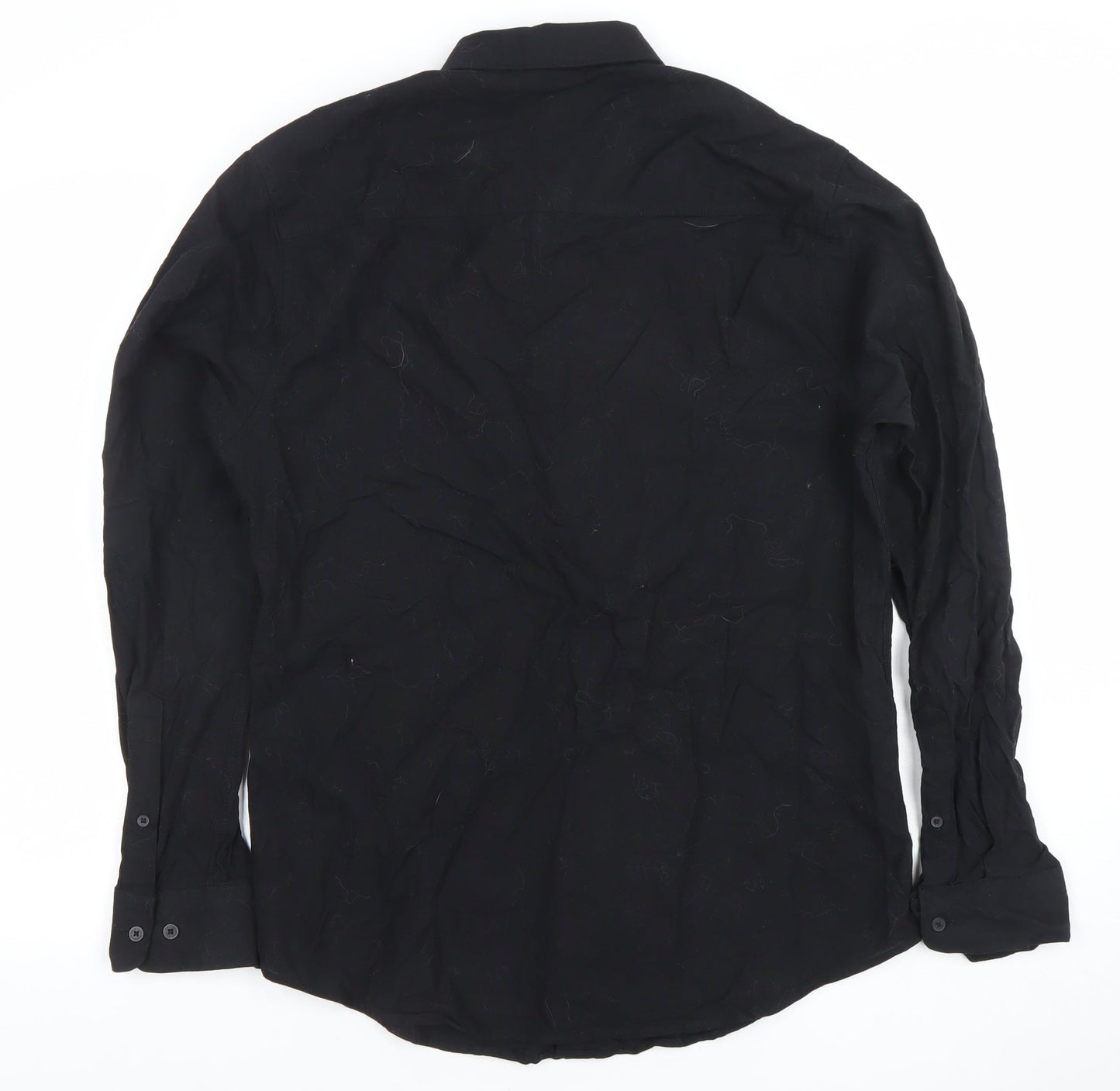 Threadbare Men's Black Button-Down Long Sleeve Casual Cotton Shirt M