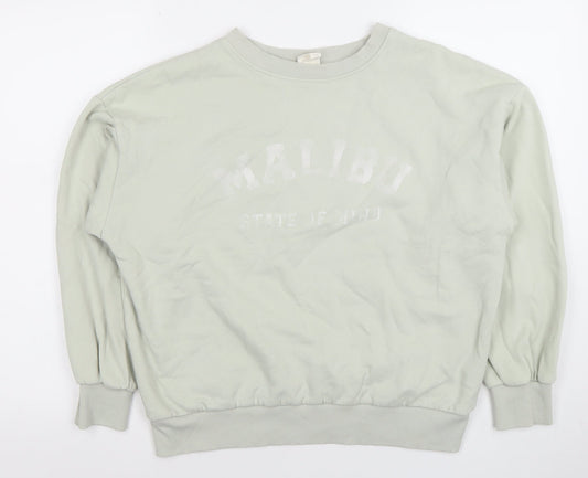 H&M Women’s Beige Pullover Sweatshirt XS Regular Fit Casual Crew Neck
